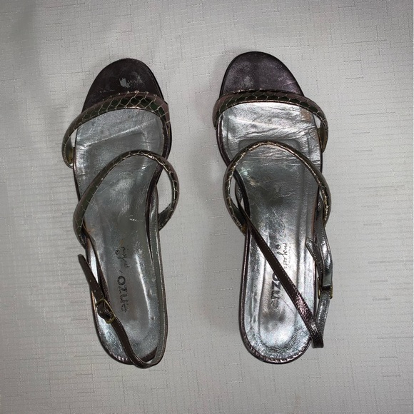 ENZO ANGIOLINI Sandals Women 7 Strappy Faux Snakeskin Flat Open Toe Party Formal - Picture 6 of 10